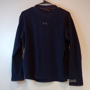 Under Armour Sweatshirt Pullover Fuzzy/Soft/Warm 100% Polyester Navy Men's Sz Sm